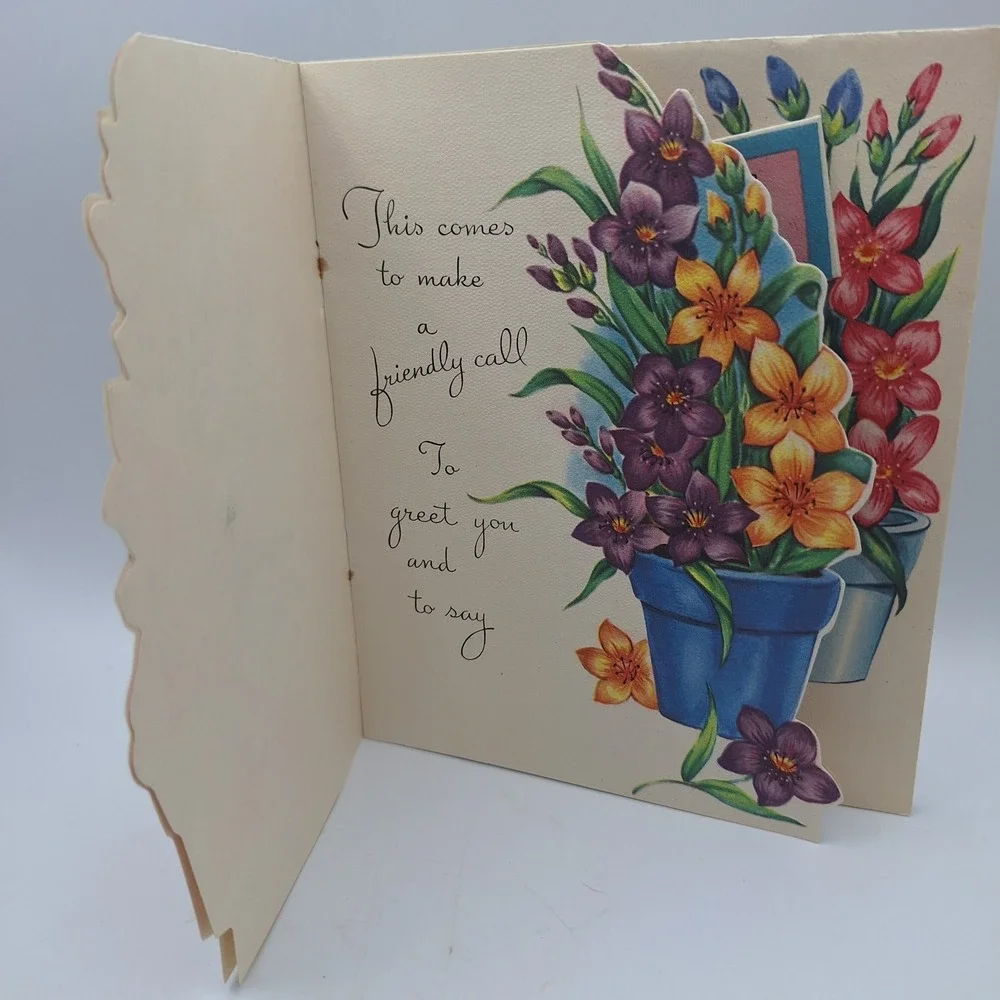 Vintage The Daline Get Well‎ Thought Pop Up Floral Card
